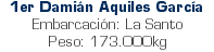 1er Damián Aquiles García Embarcación: La Santo Peso: 173.000kg